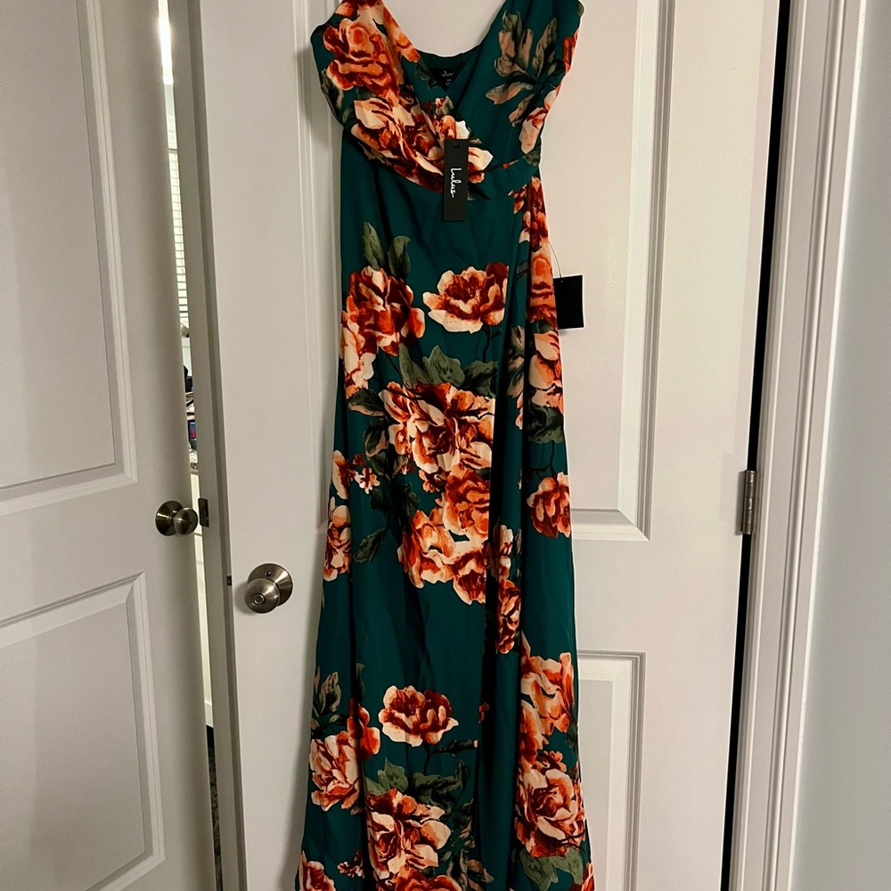 Lulu's Teal and Orange Floral Maxi - Wrap Dress